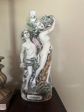 Bernini-Style White and Pastel Resin Ceramic Sculpture